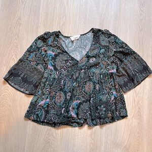 ba&sh Boho Peasant V-Neck Summer Flutter Top Blouse Women’s 0 Extra Small